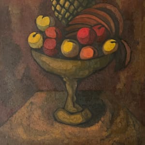 Mexican Modernist Still Life Oil Painting Mid 20th Century "Bodegon Fruitas" by Andres Molinares 