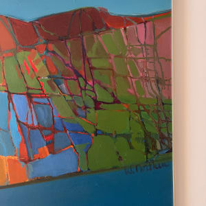 Blue Abstract Painting Mid 20th Century Oil on Board by Wanda Northen 