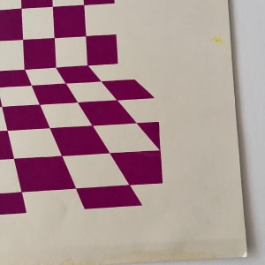 1970s Silkscreen Woman on Checkered Background Purple & Yellow" by Unknown 