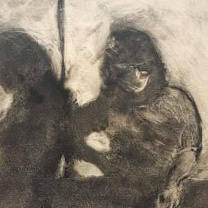 Two Figures Lithograph by Lisa Winick 