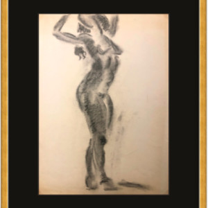 Charcoal Female Nude with Curls by Frank J Bette 