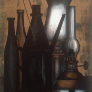 Still Life with Bottles and Kerosene Lamp by Herbert Breiter
