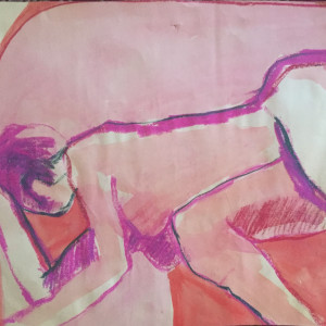 Female Nude in Pinks 2 by Arlene Risi Streich