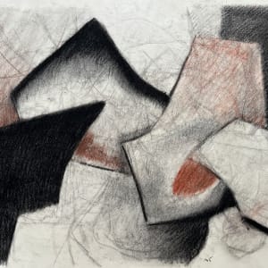 1980s "Rust and Black" Soft Pastel Abstract Drawing by D Tongen 