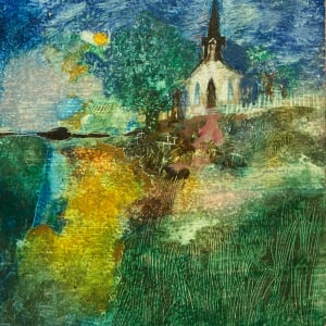 "Church on a Hill" Acrylic Painting on Board by Bill Shields 