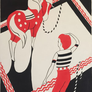 1950 Gouache Horse and Boy Christina Rodina by Christina Rodina 