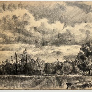 "Charcoal and Pencil Country Landscape" by Unknown 