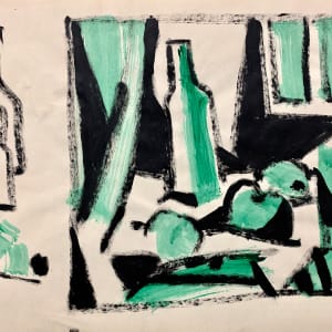 "Fruit Still Life in Green" by Donald  Stacy 