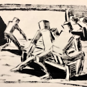 "Cubed Figures on Bench" by Donald  Stacy 