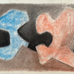 1981 Orange and Blue Soft Pastel Abstract Drawing by D Tongen
