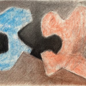 1981 "Orange and Blue" Soft Pastel Abstract Drawing by D Tongen 
