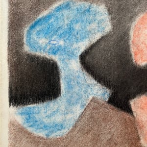 1981 "Orange and Blue" Soft Pastel Abstract Drawing by D Tongen 