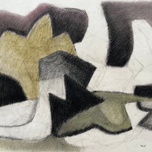 1980s "Olive Green and Black" Soft Pastel Abstract Drawing by D Tongen 