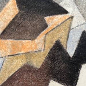 1980's Cubist "Orange, Brown, Black" Soft Pastel Abstract Drawing by D Tongen 