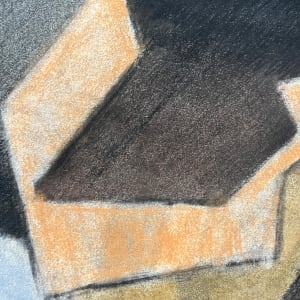 1980's Cubist "Orange, Brown, Black" Soft Pastel Abstract Drawing by D Tongen 