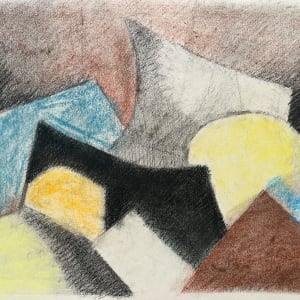 1980's Cubist "Yellow, Blue, Black" Soft Pastel Abstract Drawing by D Tongen 
