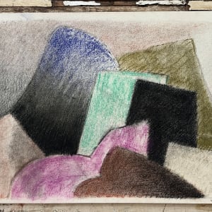 1980's Cubist "Pink, Blue, Mint, Black" Soft Pastel Abstract Drawing by D Tongen