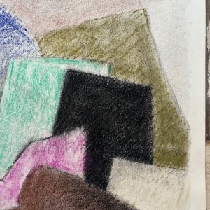 1980's Cubist "Pink, Blue, Mint, Black" Soft Pastel Abstract Drawing by D Tongen 