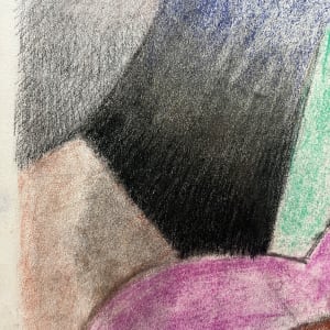 1980's Cubist "Pink, Blue, Mint, Black" Soft Pastel Abstract Drawing by D Tongen 