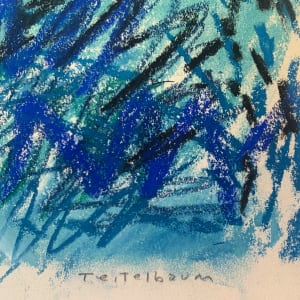 "Pastel Landscape in Blues" Mid Century Impressionist Landscape Drawing by Edith  Isaac-Rose 