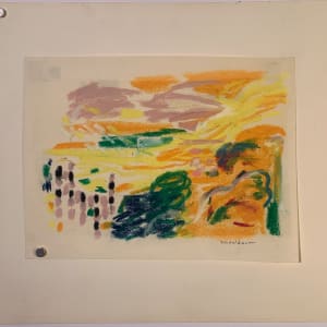 "Pink Clouds" Original Mid Century Impressionist Landscape Drawing by Edith  Isaac-Rose 