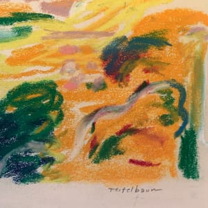 "Pink Clouds" Original Mid Century Impressionist Landscape Drawing by Edith  Isaac-Rose 