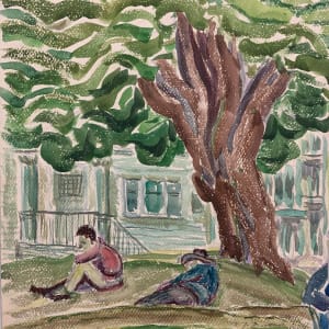 Two Guys Lounging on Grass by Frank J Bette 