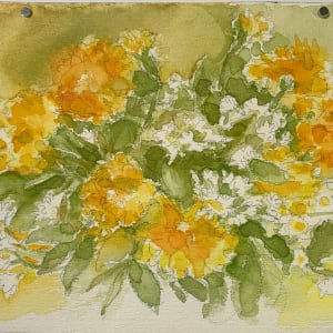 "Yellow & Orange Floral 11" Original Watercolor by Unknown