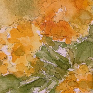 "Yellow & Orange Floral 11" Original Watercolor by Unknown 