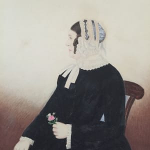 Woman With Blue Bonnet by Unidentifiable Signature 