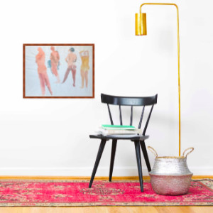 1970s 4 Female Nudes Watercolor "Touch of Blue" by Thelma Corbin Moody 