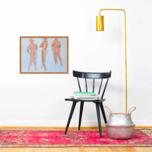 1970s 3 Female Nudes Watercolor "Arms Crossed" by Thelma Corbin Moody 