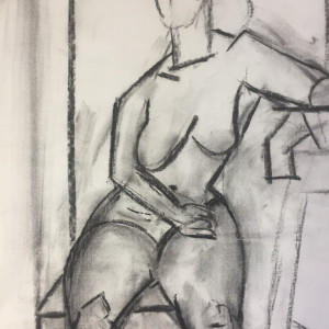 1950's Charcoal Female Nude1 Henry Woon by Henry Woon 