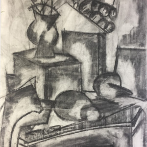1950's Charcoal Still Life Henry Woon by Henry Woon 