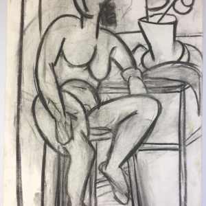 1950's Charcoal Female Nude Study Henry Woon by Henry Woon