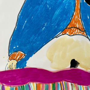 "Women with Colored Blanket" Marker and Gouache Paint 1970 Jack Hooper by Jack Hooper 