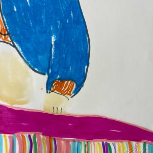 "Women with Colored Blanket" Marker and Gouache Paint 1970 Jack Hooper by Jack Hooper 