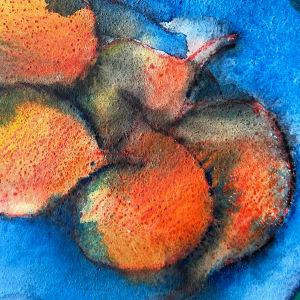 "Pear Still Life on Green" 1990 Jack Hooper Pastel with Gouache Painting by Jack Hooper 