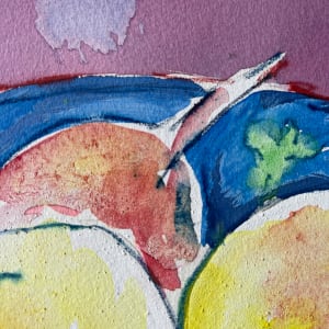 "Apples in Blue Bowl" 1990 Jack Hooper Pastel with Gouache Painting by Jack Hooper 