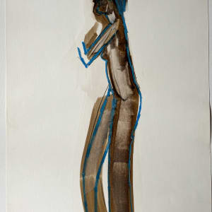 "Nude with Turquoise 2" 1984 Figure Gouache and Pastel American Modernist Jack Hooper by Jack Hooper 