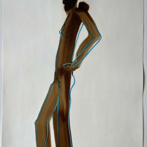 "Nude with Turquoise 4" 1984 Figure Gouache and Pastel American Modernist Jack Hooper by Jack Hooper 