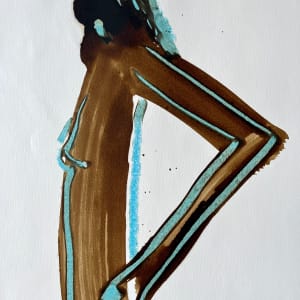 "Nude with Turquoise 5" 1984 Figure Gouache and Pastel American Modernist Jack Hooper by Jack Hooper 