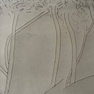 Abstract "Tree Landscape" Ink Line Drawing 1981 American Modernist Jack Hooper by Jack Hooper 
