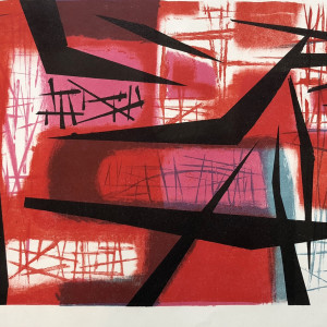 Abstract in Red and Blues by Jerry Opper 