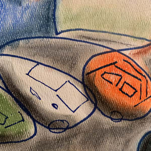 "Bubble Cars" Mid Century Drawing by Jerry Opper 