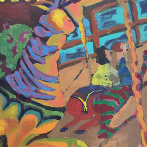 1940's Expressionist Style Carousel Painting by Joanna Dwyer 