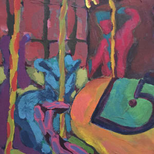 1940's Expressionist Style Carousel Painting by Joanna Dwyer 