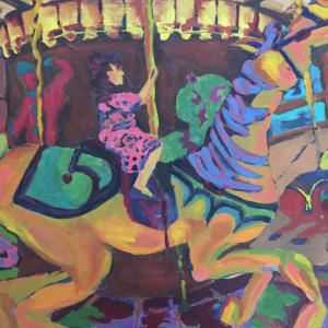 1940's Expressionist Style Carousel Painting by Joanna Dwyer 