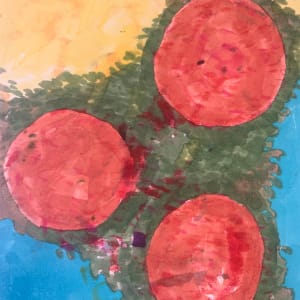 "Oranges Under the Sun" NYC Artist Original Abstract Drawing by John Peters 