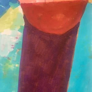 "Purple Post" NYC Artist John Peters Original Abstract Drawing by John Peters 